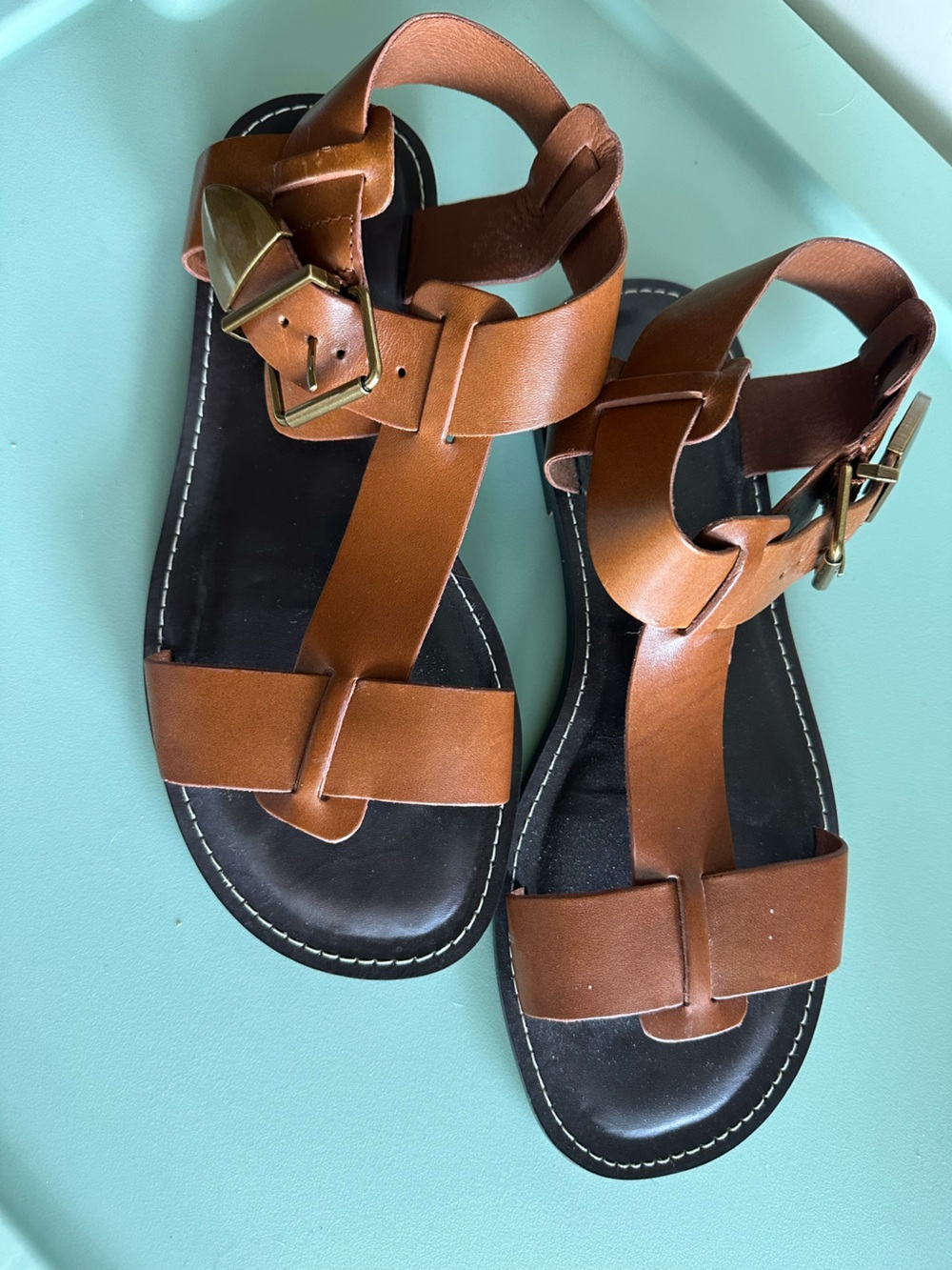 STEVE MADDEN GLADIATOR Brown Leather Strappy Buckle Sandals